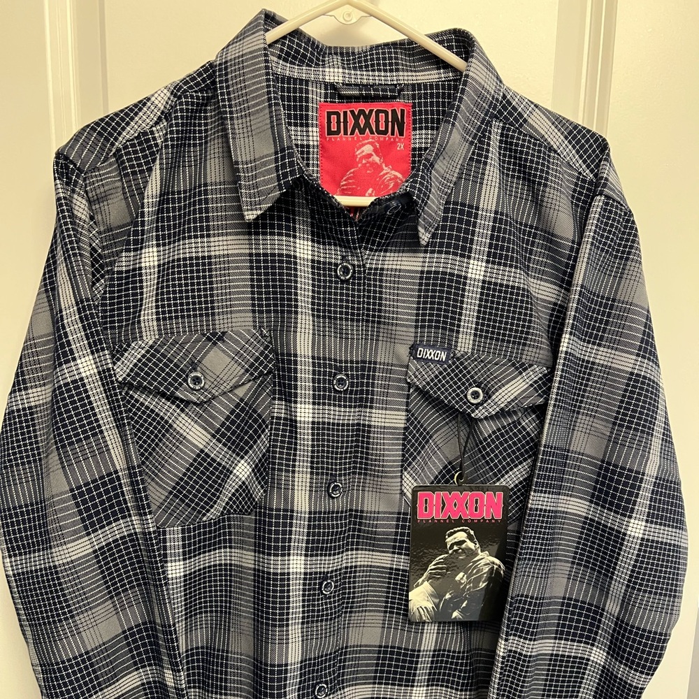 DIXXON Womens navy blue and White Checkered Shirt